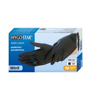 Nitrilhandschuhe Safe Light / HygoStar / schwarz / 100 Stück